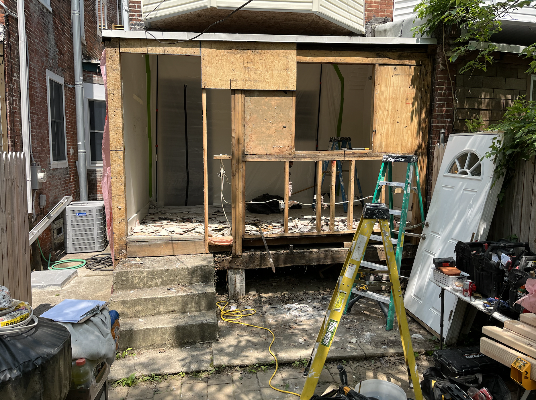 Construction during a home renovation project in Philadelphia, PA